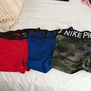 Nike spandex workout shorts  Trio - Red, Blue, Camo